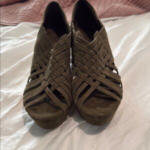 Chocolat Blu Olive Suede Woven Wedges